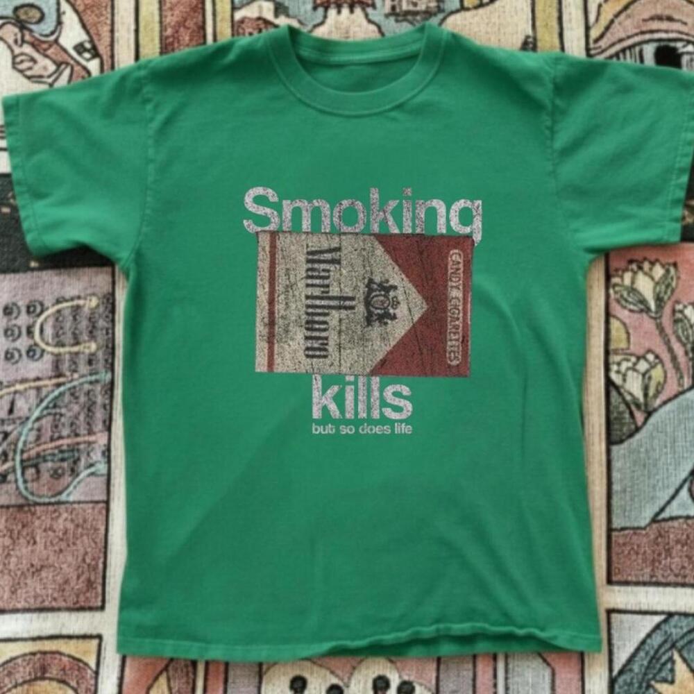 Gildan Men Green T-Shirt, Marlboro Tee With A Cool